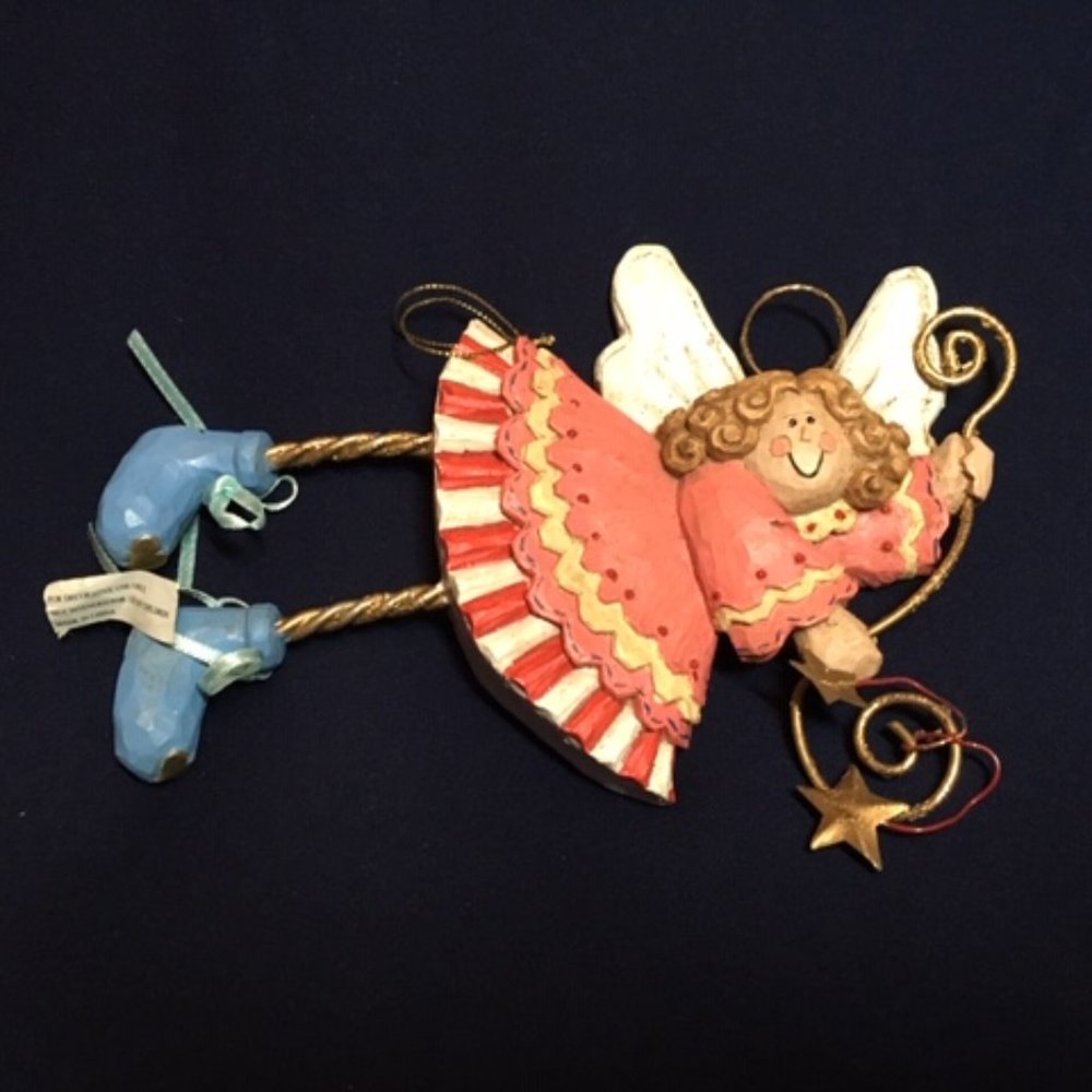 Cute Wooden Hanging Angel Decoration 8x5"
